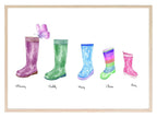 Family Wellington Boots Print | Personalised Wall Art - Larosier Prints