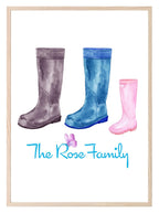 Family Wellington Boots Print | Personalised Wall Art - Larosier Prints