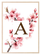 Initial Cherry Blossom Print | Personalised Wall Art - Larosier Prints