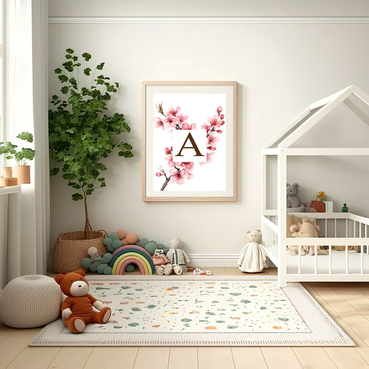 Initial Cherry Blossom Print | Personalised Wall Art