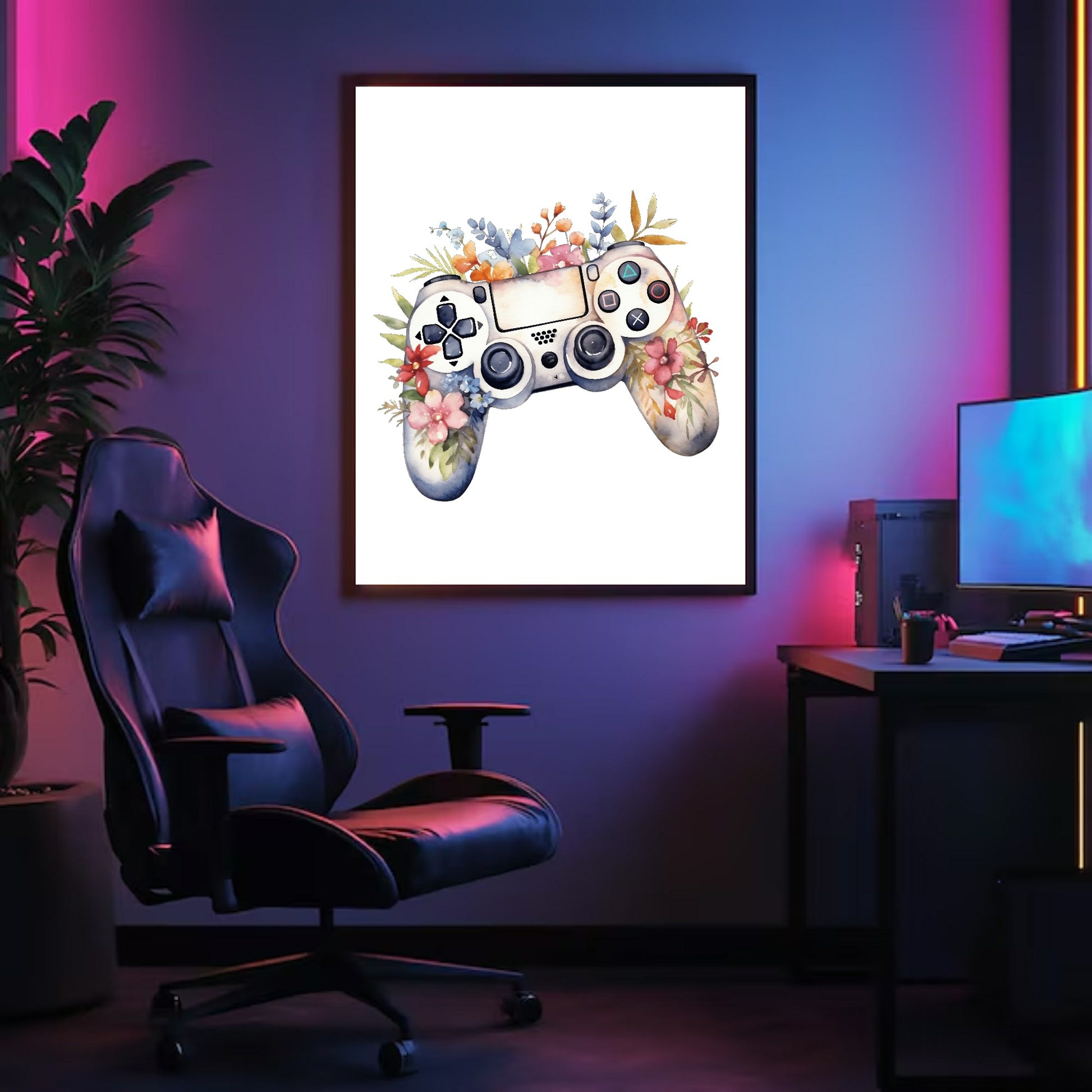 Floral PS5 Controller Print | Teenage Gamer Wall Art