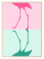 Flamingo Print | Pink & Green | Minimalistic Wall Art - Larosier Prints