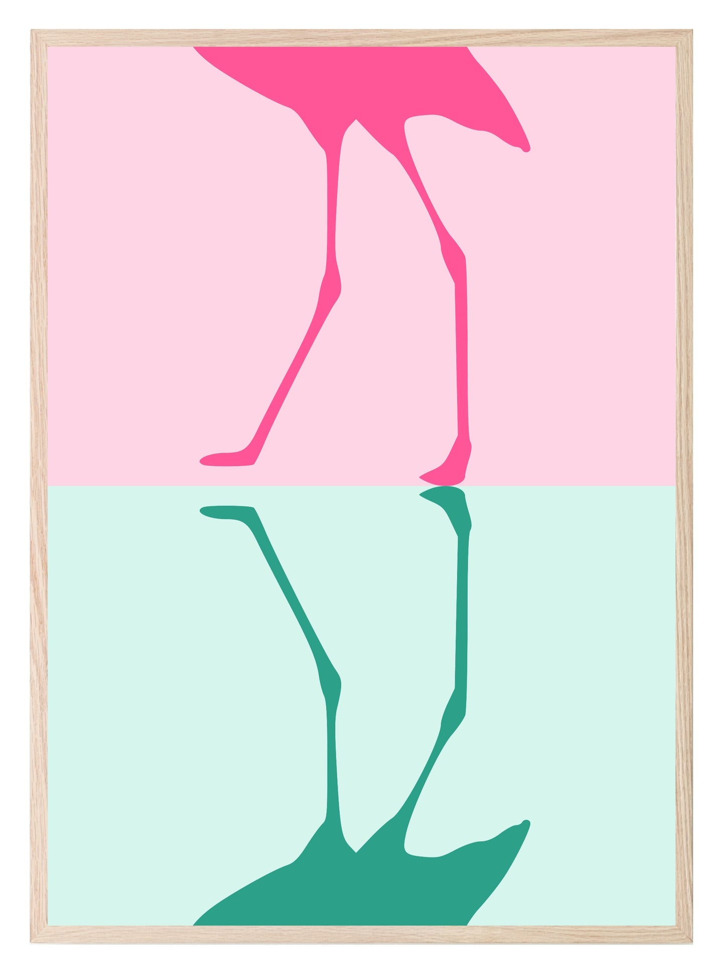 Flamingo Print | Pink & Green | Minimalistic Wall Art