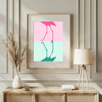 Flamingo Print | Pink & Green | Minimalistic Wall Art - Larosier Prints