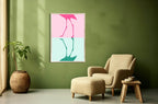 Flamingo Print | Pink & Green | Minimalistic Wall Art - Larosier Prints