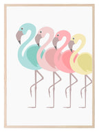 Multicolour Flamingos Print | Coquette Wall Art - Larosier Prints