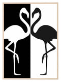 Flamingo Couple Print | Black & White | Minimalistic Wall Art - Larosier Prints