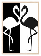 Flamingo Couple Print | Black & White | Minimalistic Wall Art - Larosier Prints