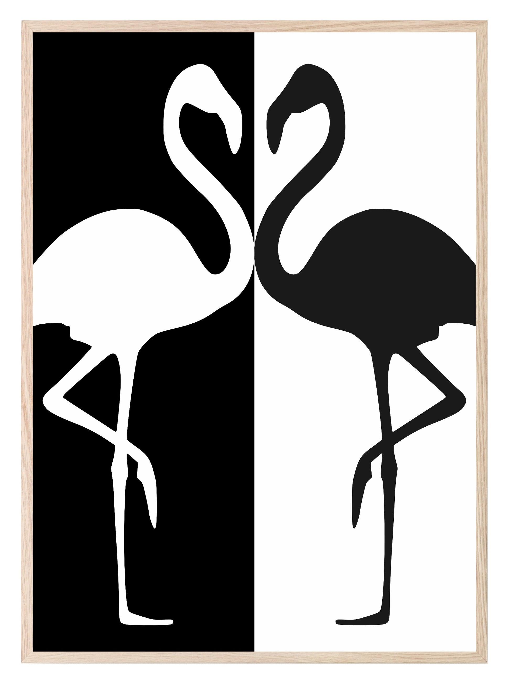 Flamingo Couple Print | Black & White | Minimalistic Wall Art Abstract 1