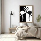 Flamingo Couple Print | Black & White | Minimalistic Wall Art - Larosier Prints