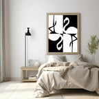 Flamingo Couple Print | Black & White | Minimalistic Wall Art - Larosier Prints