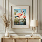 Retro Flamingo Print | Vintage Style Wall Art - Larosier Prints