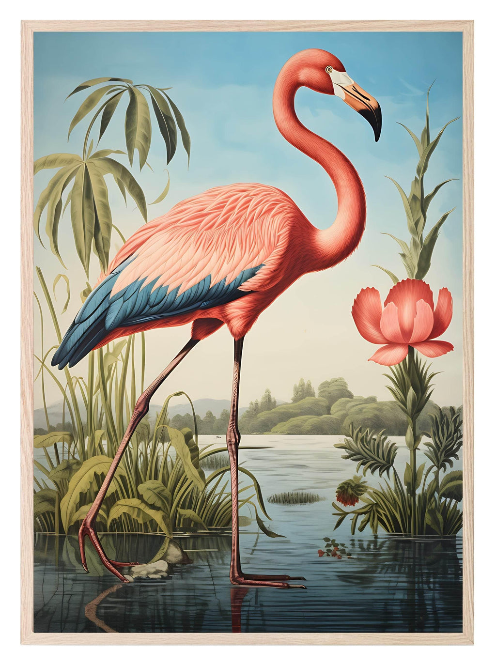 Retro Flamingo Print | Vintage Style Wall Art - Larosier Prints