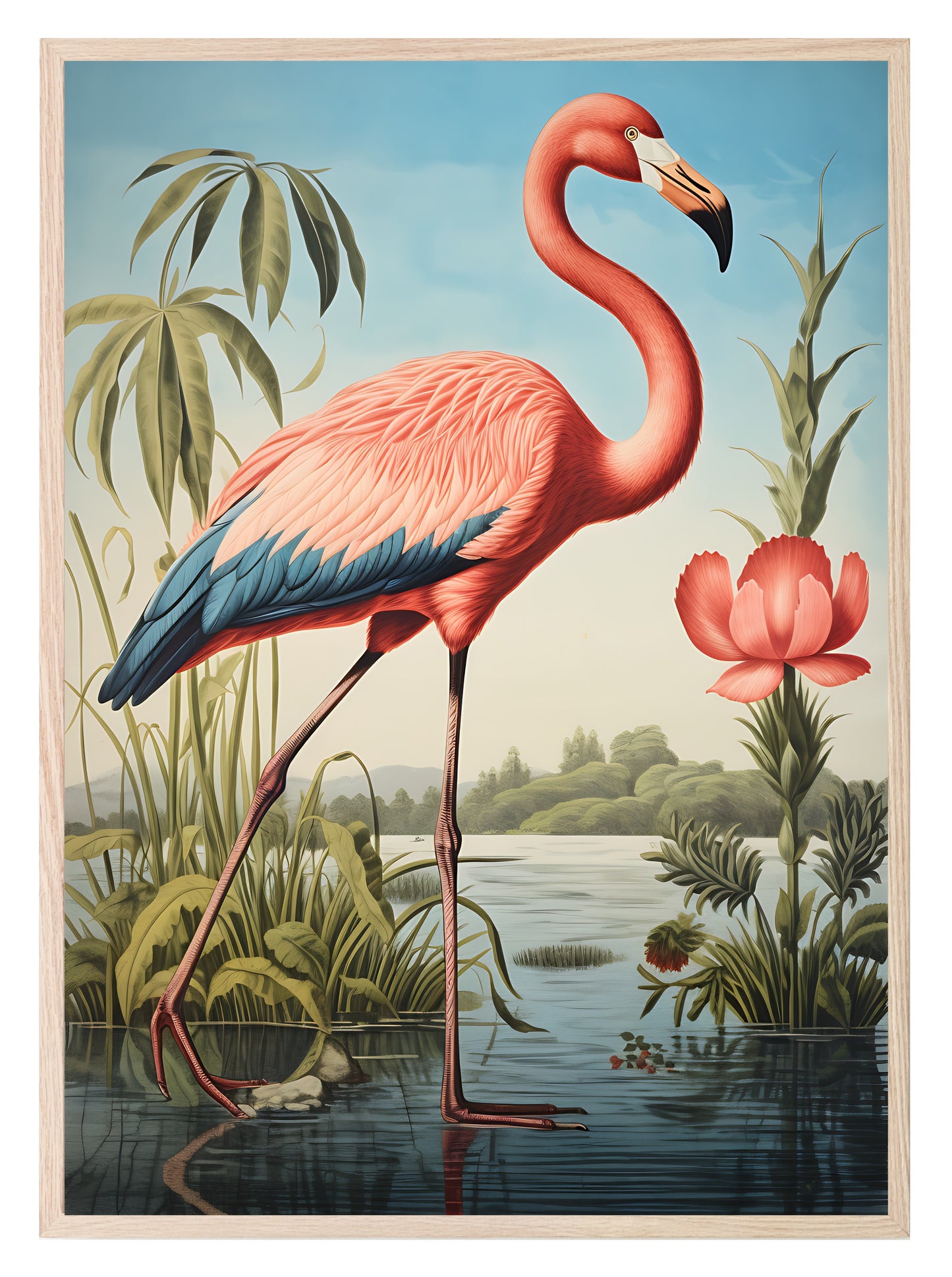 Retro Flamingo Print | Vintage Style Wall Art Style 1