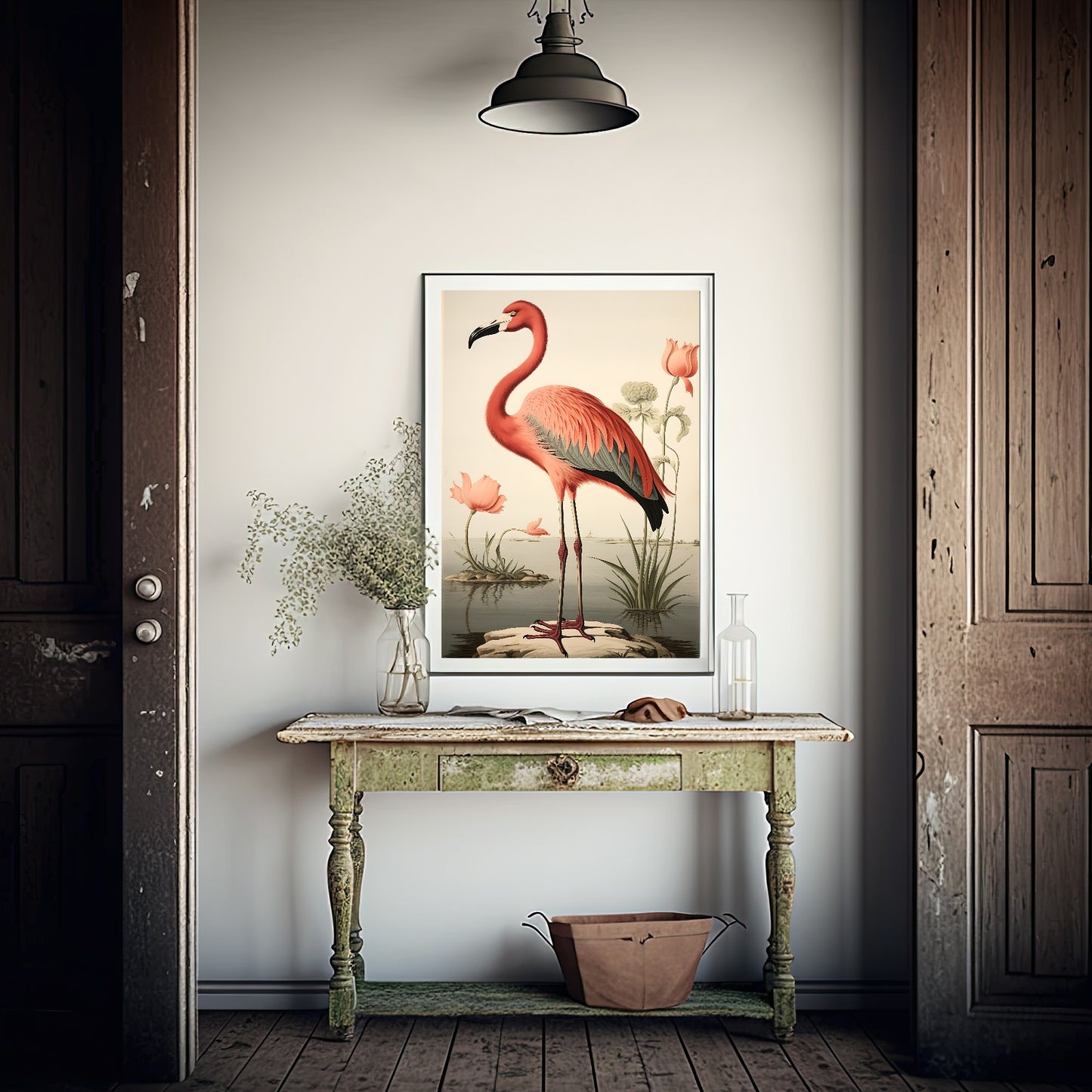 Retro Flamingo Print | Vintage Style Wall Art