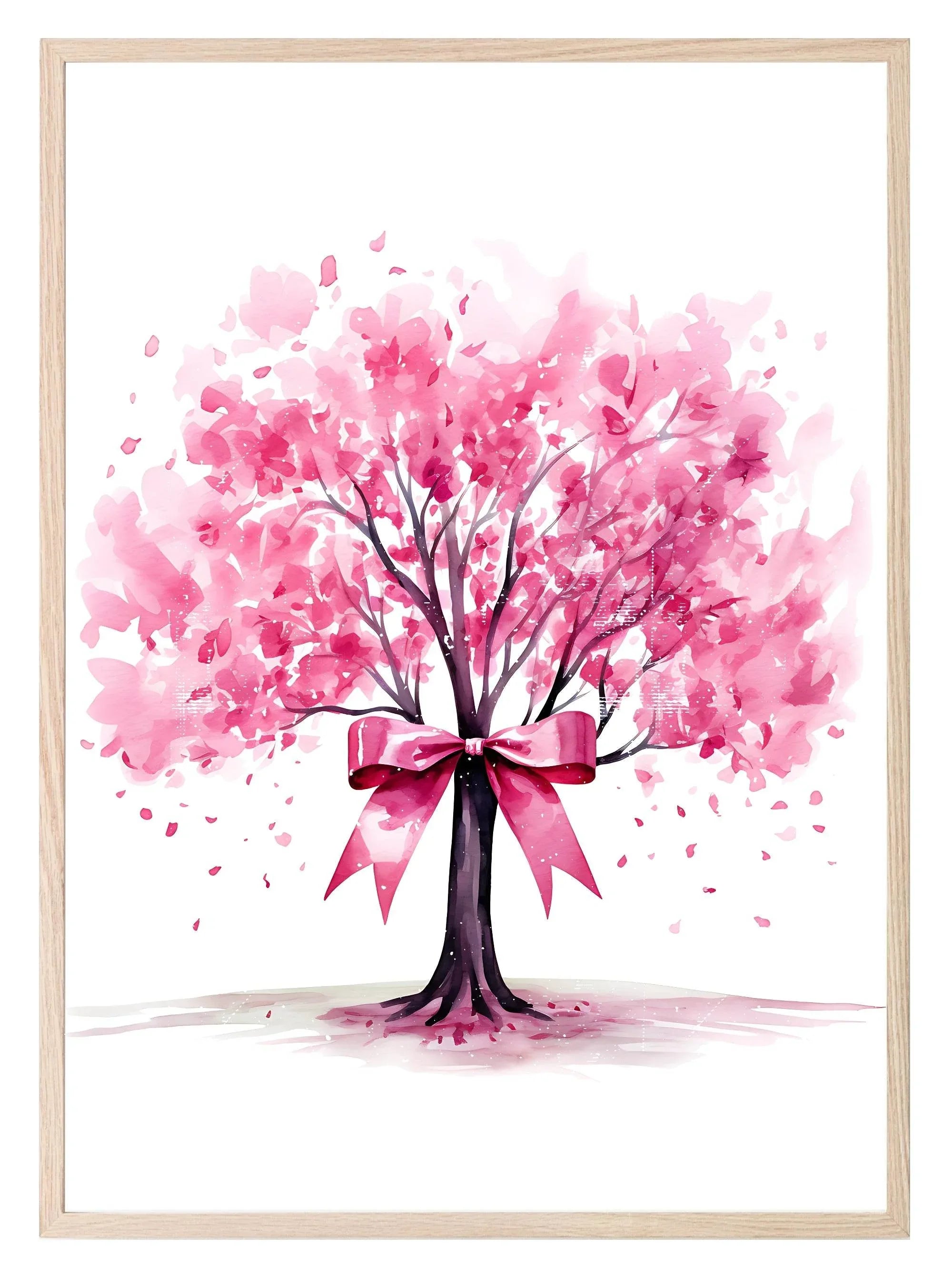 Breast Cancer Pink Tree Print | Ribbon Hope | Coquette Wall Art - Larosier Prints