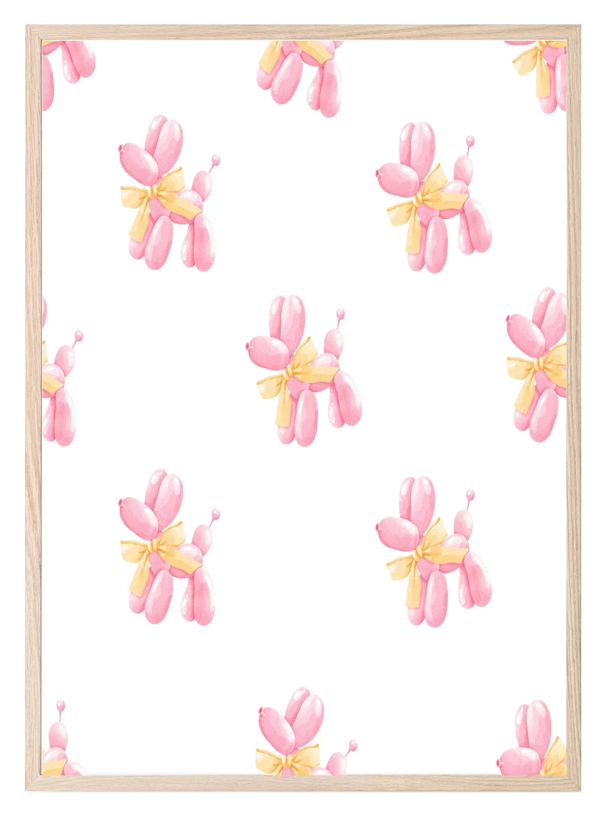 Balloon Dog Pattern Print | Coquette Wall Art - Larosier Prints
