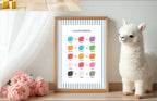 Pastel Stripe Colour Mixing Educational Wall Art Poster | Blue, Pink or Mint Green - Larosier Prints
