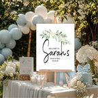 Green & White Rose Welcome Divorce Party Sign - Larosier Prints