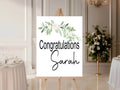 Green & White Rose Stripe Congratulations Party Sign - Larosier Prints