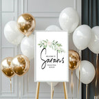 Green & White Rose Welcome Divorce Party Sign - Larosier Prints