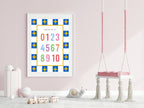 Blue Checked & Stars Count To 10 Poster | Educational Wall Art