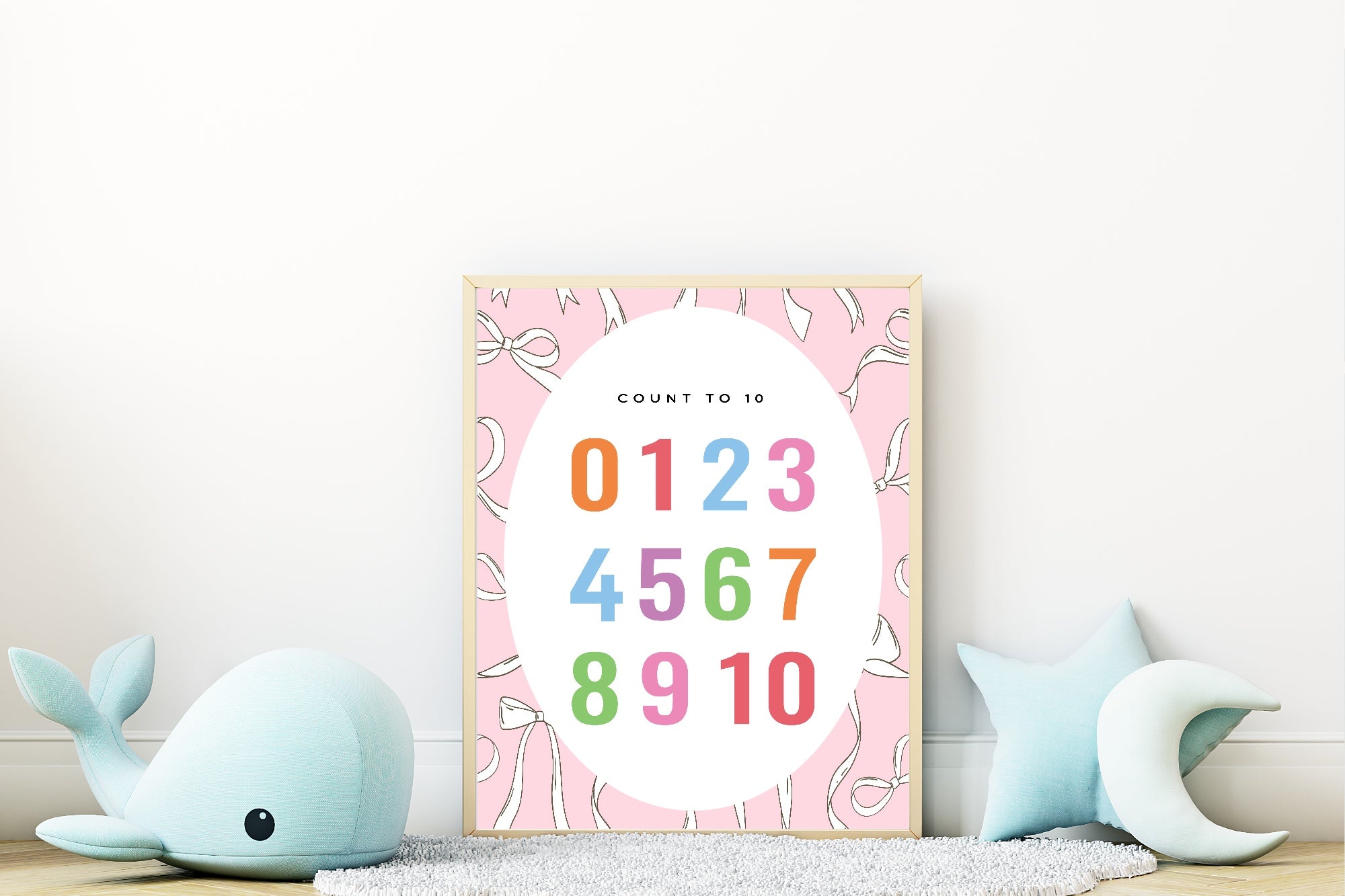 Pink Bow Count To 10 Poster | Educational Wall Art
