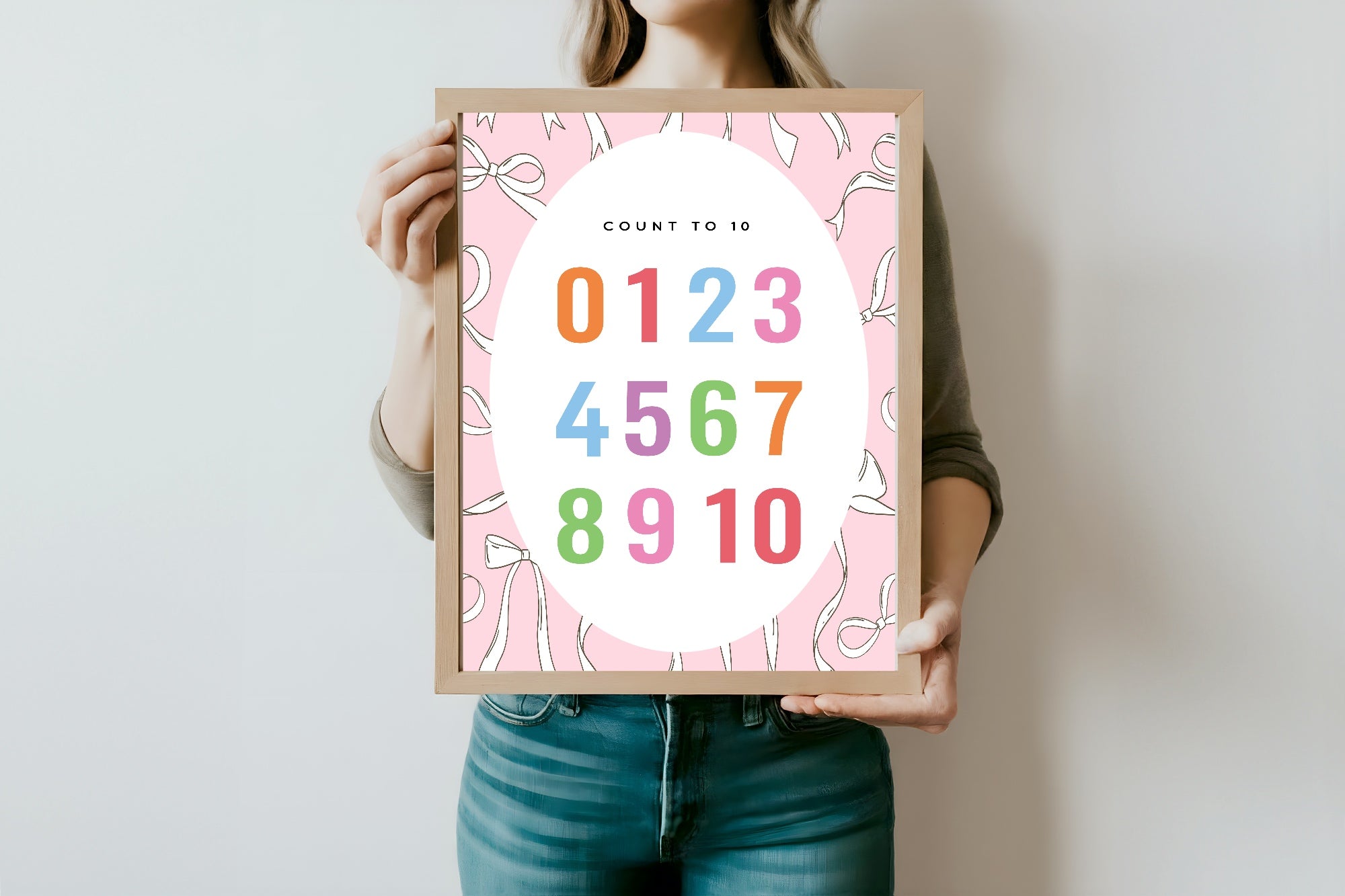 Pink Bow Count To 10 Poster | Educational Wall Art