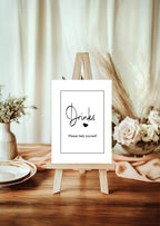 Minimalist Drinks Baby Shower Party Sign | Black & White - Larosier Prints