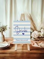 Nautical Drinks Baby Shower Party Sign - Larosier Prints