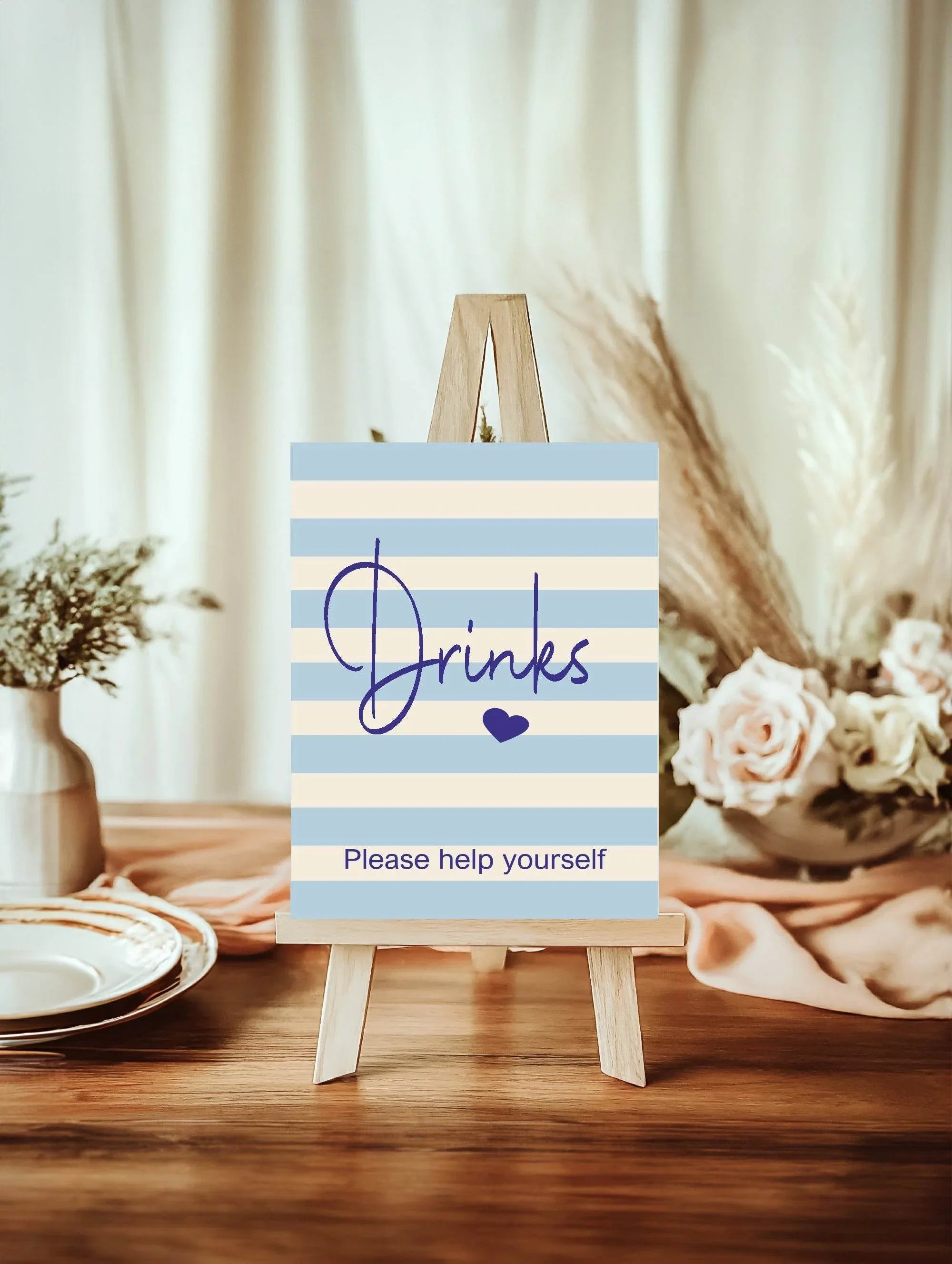 Nautical Drinks Baby Shower Party Sign - Larosier Prints