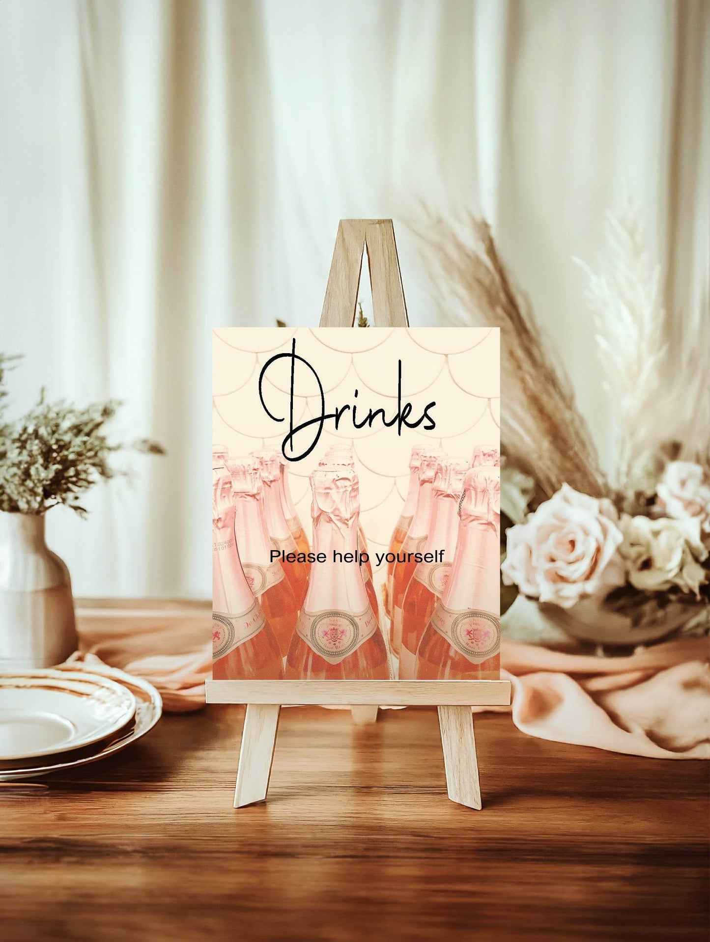 Vintage Drinks Baby Shower Party Sign