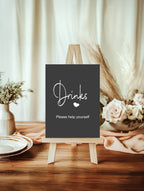 Minimalist Noir Drinks Baby Shower Party Sign - Larosier Prints