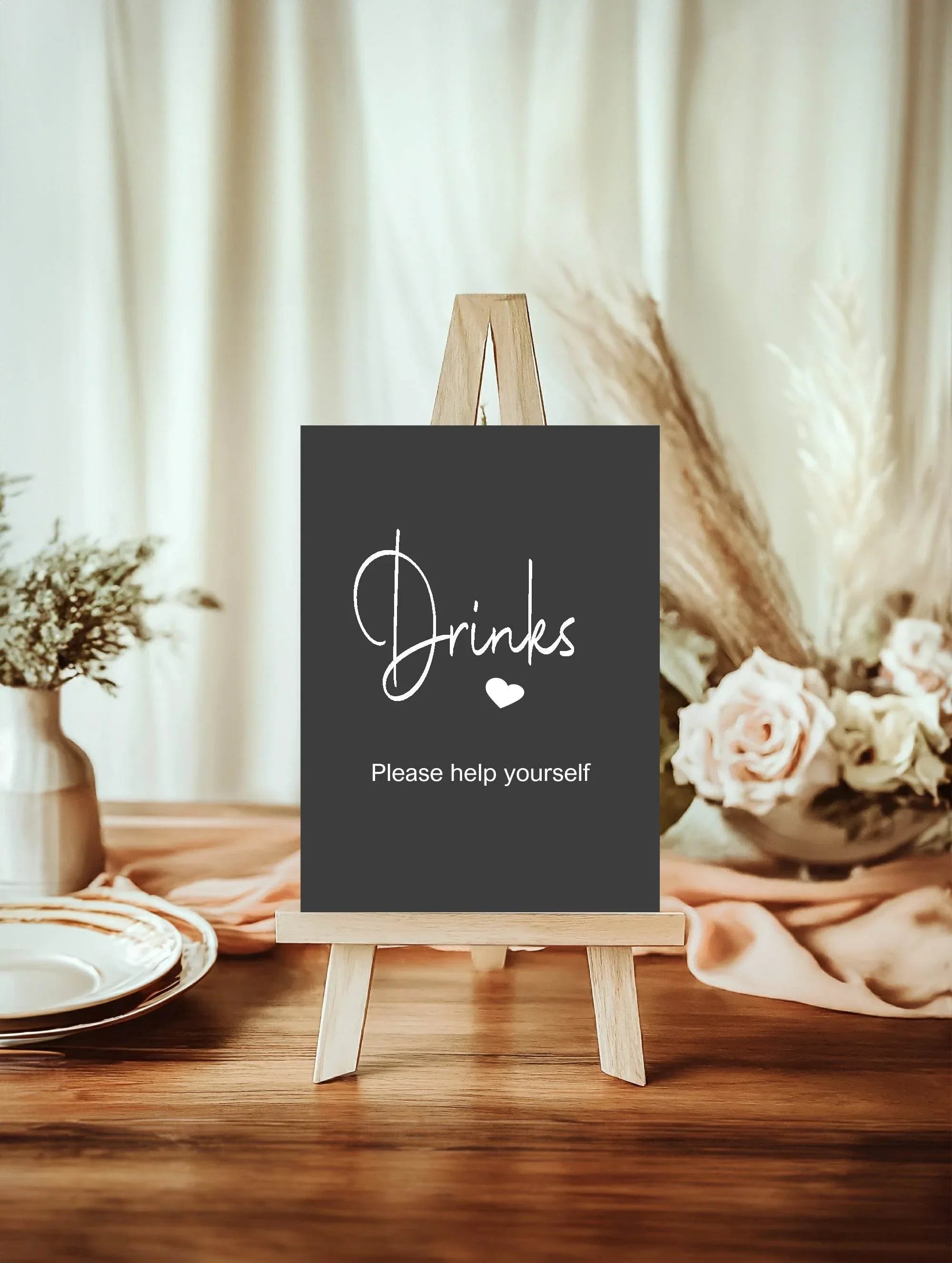 Minimalist Noir Drinks Baby Shower Party Sign - Larosier Prints