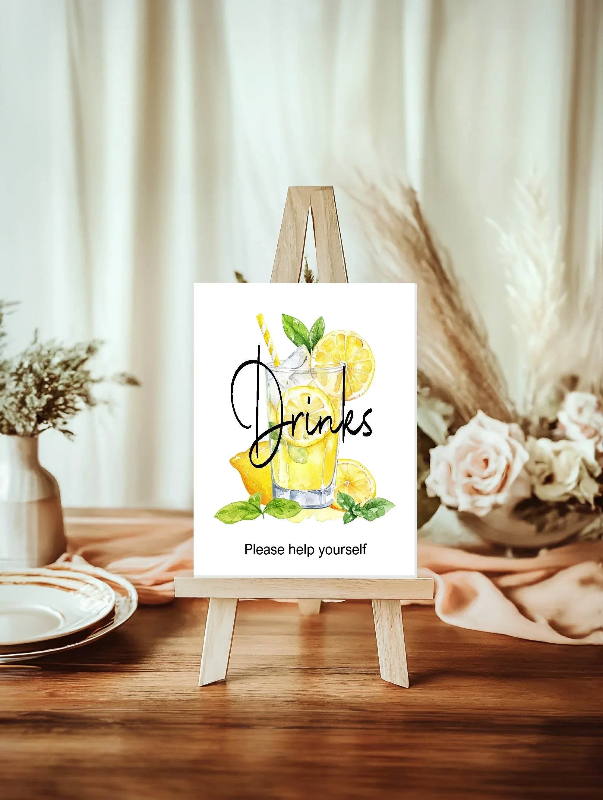 Lemon Tea Drinks Baby Shower Party Sign - Larosier Prints