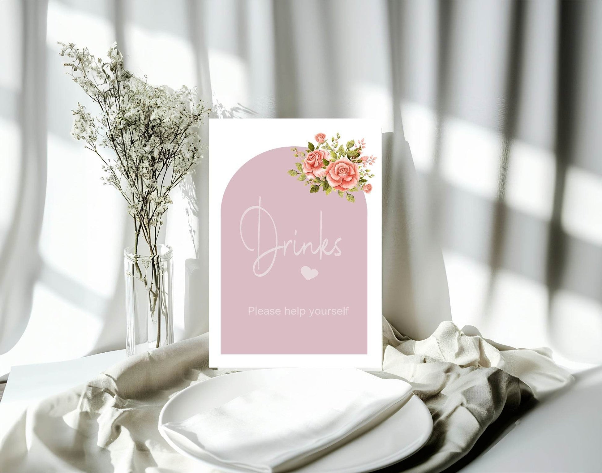Baby In Bloom Drinks Baby Shower Party Sign