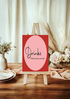 Red & Pink Drinks Baby Shower Party Sign - Larosier Prints
