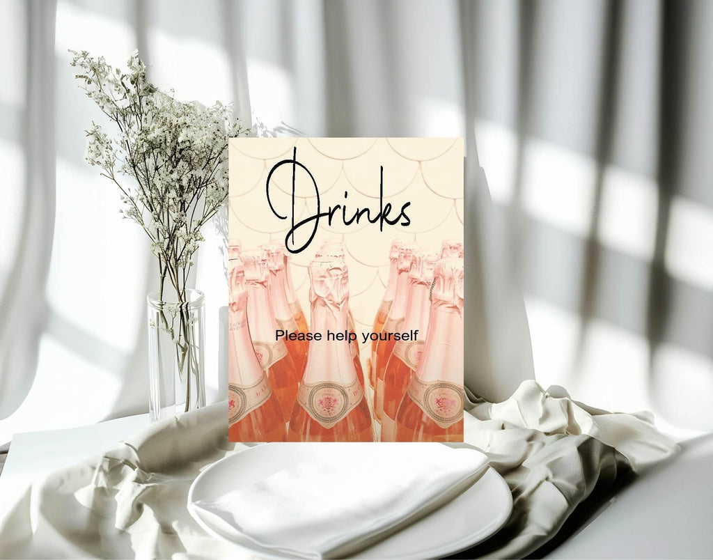 Vintage Drinks Baby Shower Party Sign - Larosier Prints