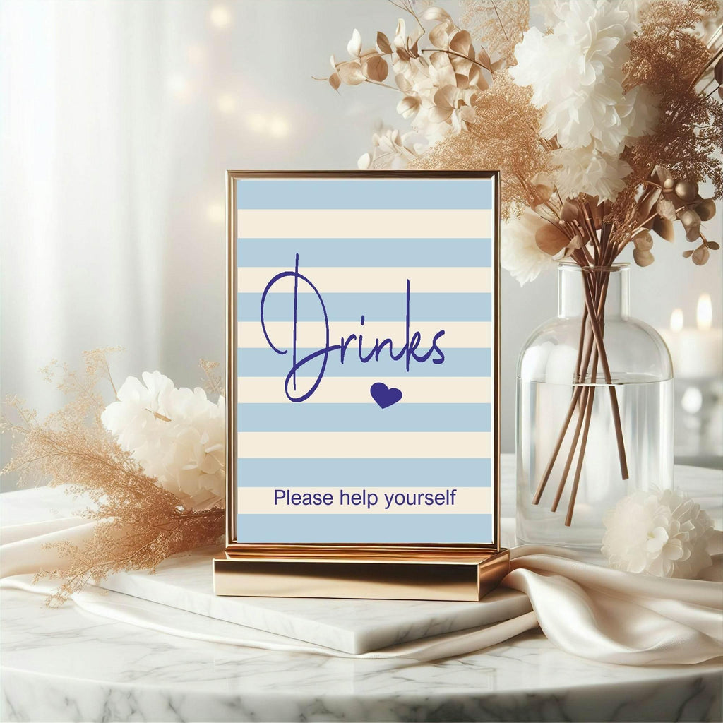 Nautical Drinks Baby Shower Party Sign - Larosier Prints