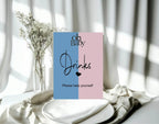 Oh Baby Drinks Baby Shower Party Sign | Blue & Pink - Larosier Prints
