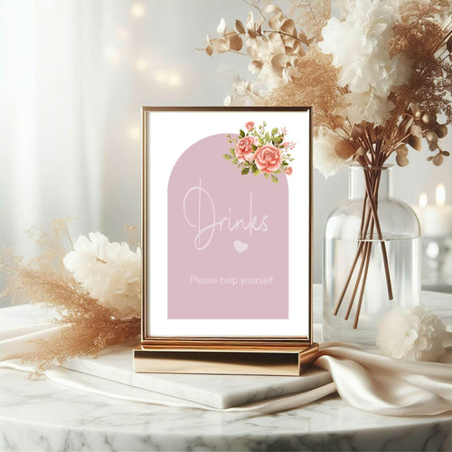 Baby In Bloom Drinks Baby Shower Party Sign - Larosier Prints