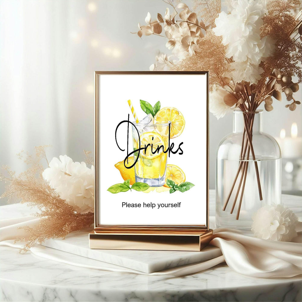 Lemon Tea Drinks Baby Shower Party Sign - Larosier Prints