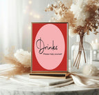 Red & Pink Drinks Baby Shower Party Sign - Larosier Prints