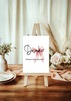 Bows custom baby shower party sign example: Bows Drinks Baby Shower Party Sign