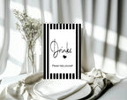 Black and White Stripe Drinks Baby Shower Party Sign - Larosier Prints