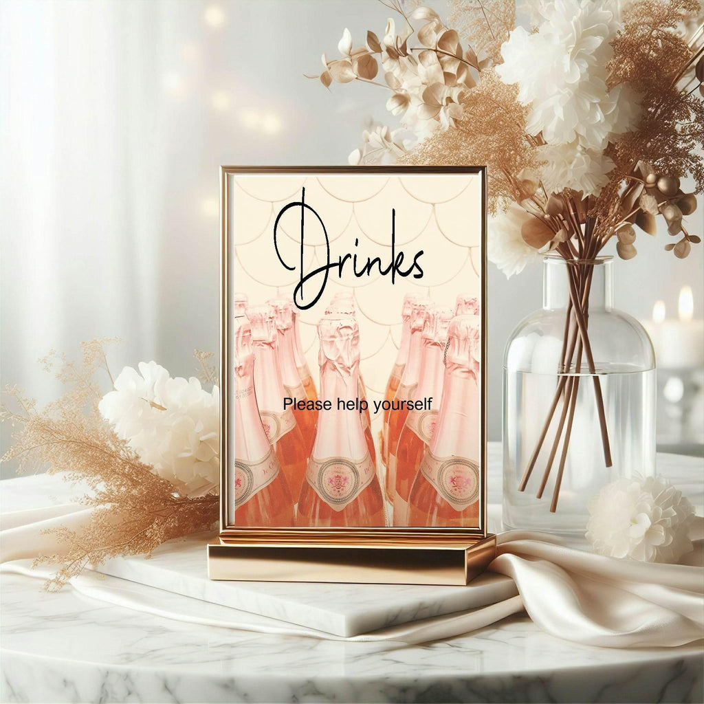 Vintage Drinks Baby Shower Party Sign - Larosier Prints