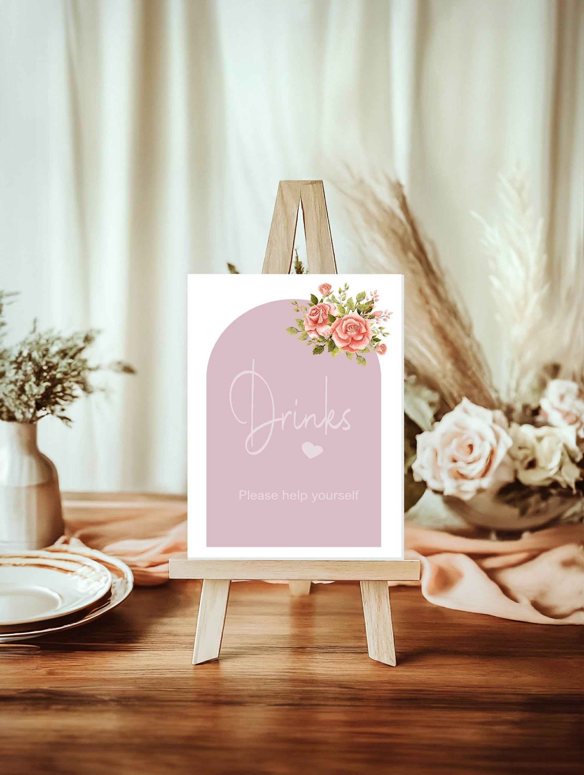 Baby In Bloom Drinks Baby Shower Party Sign