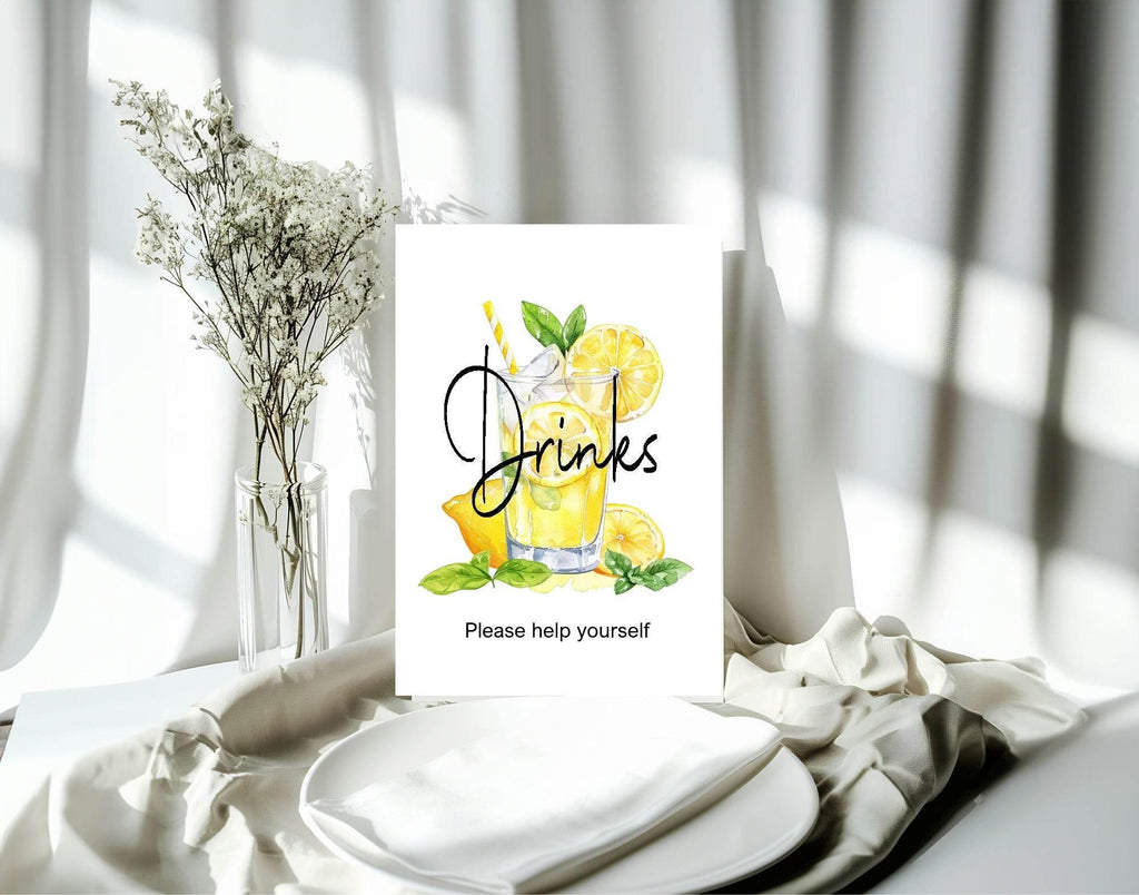 Lemon Tea Drinks Baby Shower Party Sign - Larosier Prints