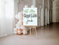 Green & White Rose Good Luck Party Sign - Larosier Prints