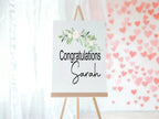 Green & White Rose Stripe Congratulations Party Sign - Larosier Prints